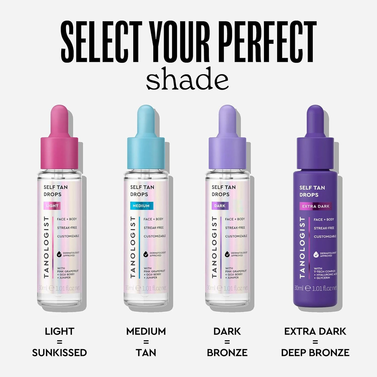Medium Self-Tan Drops, Face Tanning Drops, 1.01 Fl Oz